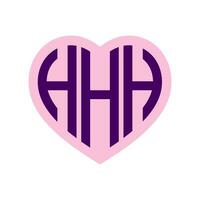 logo h cuore monogramma 3 lettere alfabeto font amore logo San Valentino logotipo ricamo vettore