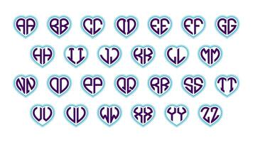 cuore monogramma 2 lettere alfabeto font amore logo San Valentino logotipo ricamo vettore