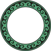 vettore verde e nero il giro kazakh nazionale ornamento. etnico modello di il popoli di il grande steppa, mongoli, kirghiso, calmucchi, buriati. cerchio, telaio confine