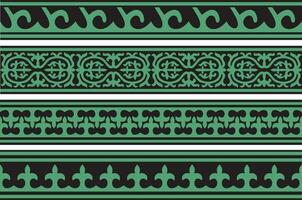 vettore verde e nero senza soluzione di continuità kazakh nazionale ornamento. etnico infinito modello di il popoli di il grande steppa, .mongoli, kirghiso, calmucchi, buriati. cerchio, telaio confine