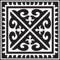 vettore nero monocromatico piazza kazakh nazionale ornamento. etnico modello di il popoli di il grande steppa, .mongoli, kirghiso, calmucchi, buriati