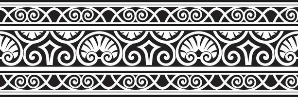 vettore monocromatico nero senza soluzione di continuità classico Rinascimento ornamento. infinito europeo confine, rinascita stile telaio