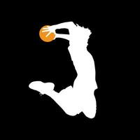 alto dettagli di pallacanestro giocatore silhouette. minimo simbolo e logo di sport. in forma per elemento disegno, sfondo, striscione, sfondo, coperchio. vettore eps 10