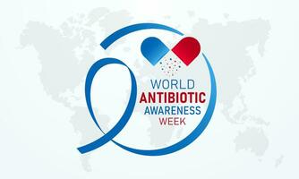 vettore illustrazione su il tema di mondo antibiotico consapevolezza settimana osservato ogni anno nel durante novembre 18 per 24. mondo antimicrobico consapevolezza settimana modello per striscione, manifesto con sfondo.