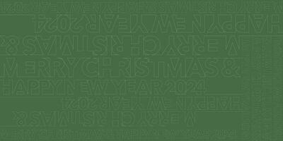 allegro Natale e contento nuovo anno 2024 calligrafia su verde sfondo vettore illustrazione.