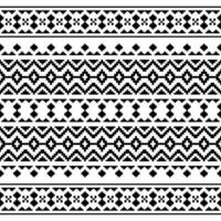 geometrico senza soluzione di continuità popolare modello. azteco e navajo tribale con pixel stile. etnico decorazione design per tessile e ricamo. nero e bianca colore. vettore