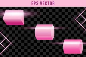 impostare forma 3d forme viola rosa brillare eps vector
