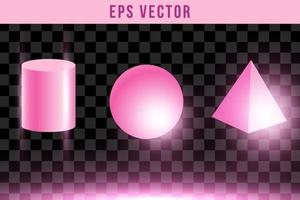 impostare forma 3d forme viola rosa brillare eps vector