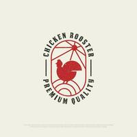 pollo Gallo ristorante logo design con grunge stile, retrò pollo ristorante vettore illustrazione