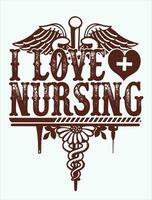 io amore assistenza infermieristica, assistenza infermieristica maglietta design mamma donne ragazze vettore