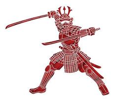 silhouette samurai warrior azione grafica vettoriale