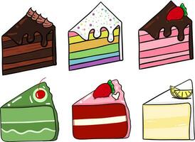 fetta di torta illustrazioni carino kawaii torta fette vettore