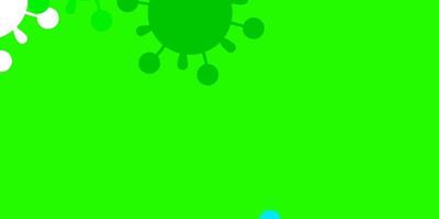 modello vettoriale azzurro e verde con elementi di coronavirus.