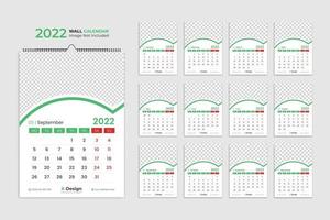modello di calendario da parete per il 2022, pianificatore annuale con tutti i mesi. vettore