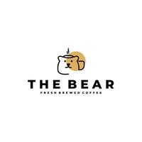 moderno minimalista caffè bar logo vettore. illustrazione di un' orso testa combinato con un' caffè tazza nel linea arte stile. vettore illustrazione. elegante logo