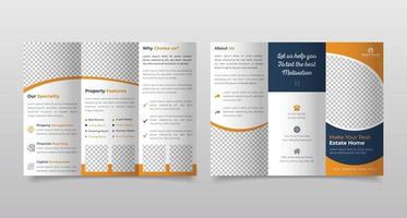 progettazione del modello di brochure a tre ante per affari immobiliari vettore