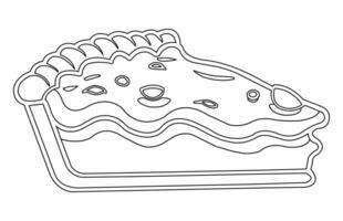 un' fetta di Mela torta schema isolato su bianca, mano disegnato vettore torta pezzo.