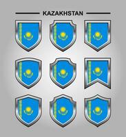 Kazakistan nazionale emblemi bandiera con lusso scudo vettore