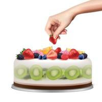 torta di compleanno immagine realistica illustrazione vettoriale
