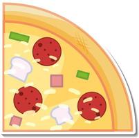 vista dall'alto di un pezzo di pizza italiana adesivo su sfondo bianco vettore