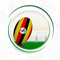 bandiera di Uganda su Rugby sfera. il giro Rugby icona con bandiera di Uganda. vettore