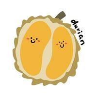 mano disegnato cartone animato frutta illustrazione durian vettore