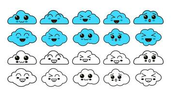 nube emoticon viso elemento impostato vettore