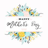 Happy Mothers Day lettering cartolina d&#39;auguri con fiori. vettore