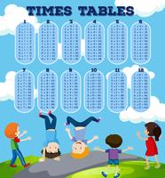 I bambini con le tabelle di Math Times vettore