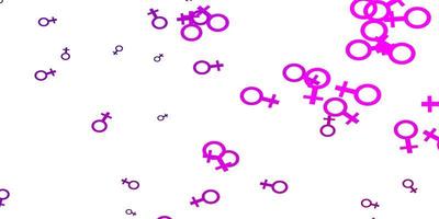 sfondo vettoriale viola chiaro con simboli di donna.