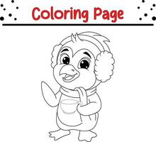 contento Natale pinguino colorazione pagina per bambini. vettore