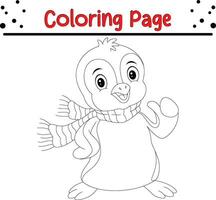 carino pinguino Natale colorazione pagina per bambini. contento inverno Natale tema colorazione libro. vettore