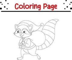 carino procione Natale colorazione pagina per bambini. contento inverno Natale tema colorazione libro. vettore