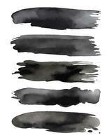 astratto acquerello nero dipingere colpi spazzola inchiostro vettore