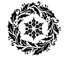 Natale ghirlanda nero e bianca con floreale elementi, vettore illustrazione