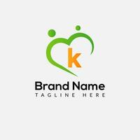 Salute logo su lettera K cartello. Salute icona con logotipo concetto vettore