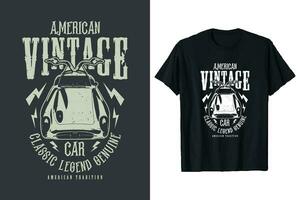 americano Vintage ▾ classico auto maglietta design. vecchio macchine vettore grafico t camicia. maglietta design stampe nero maglietta.