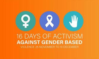 16 giorni di attivismo contro basata sul genere violenza. novembre 25 per dicembre 10 .sfondo, striscione, carta, manifesto, modello. vettore illustrazione.