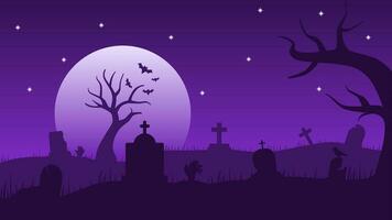 vettore illustrazione di cimitero per Halloween evento. cimitero paesaggio per Halloween celebrazione. Halloween paesaggio per sfondo, sfondo, o atterraggio pagina. trucco o trattare illustrazione