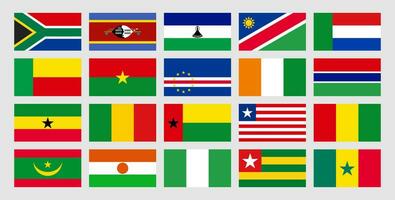 impostato bandiere di meridionale e occidentale Africa, Botswana, eswatini, lesotho, namibia, Sud Africa, benin, burkina faso, capo verde, riparo d avorio, Gambia, Ghana, Guinea, Liberia, mali, mauritania, Niger vettore