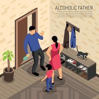 illustrazione isometrica del padre alcolico illustrazione vettoriale