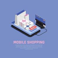 shopping mobile e concetto di e-commerce illustrazione vettoriale