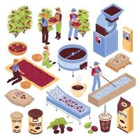 set di elementi di produzione di caffè illustrazione vettoriale