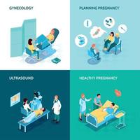ginecologia e concetto di gravidanza set di icone illustrazione vettoriale