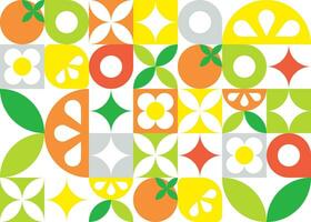 estate senza soluzione di continuità modello di semplice forme con arancia e Limone fette. vettore astratto illustrazione con frutta. mosaico Stampa