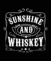 luce del sole e whisky maglietta design vettore