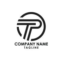 tp tipografia logo design alfabeto vettore