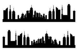 silhouette città di grattacieli. moderno piatto città architettura. urbano città paesaggio. illustrazione vettore