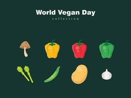 mondo vegano giorno Salute verdura dieta verde vitamina vettore ingrediente cibo novembre mercato erbaceo
