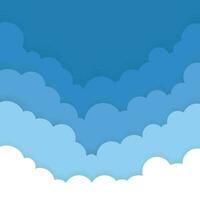 blu cielo e nuvole, pastello carta tagliare sfondo. vettore